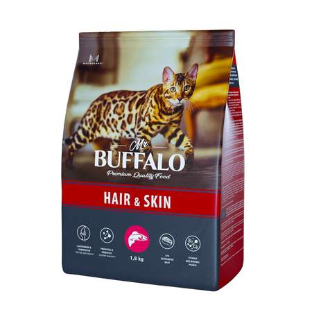 Корм для кошек Mr.Buffalo Adult Hair Skin для здоровой кожи и красивой шерсти с лососем сухой 1.8кг
