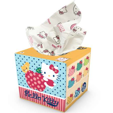 Салфетки бумажные выдергушки World cart Hello Kitty с рисунком 3 слоя 56 штук в упаковке