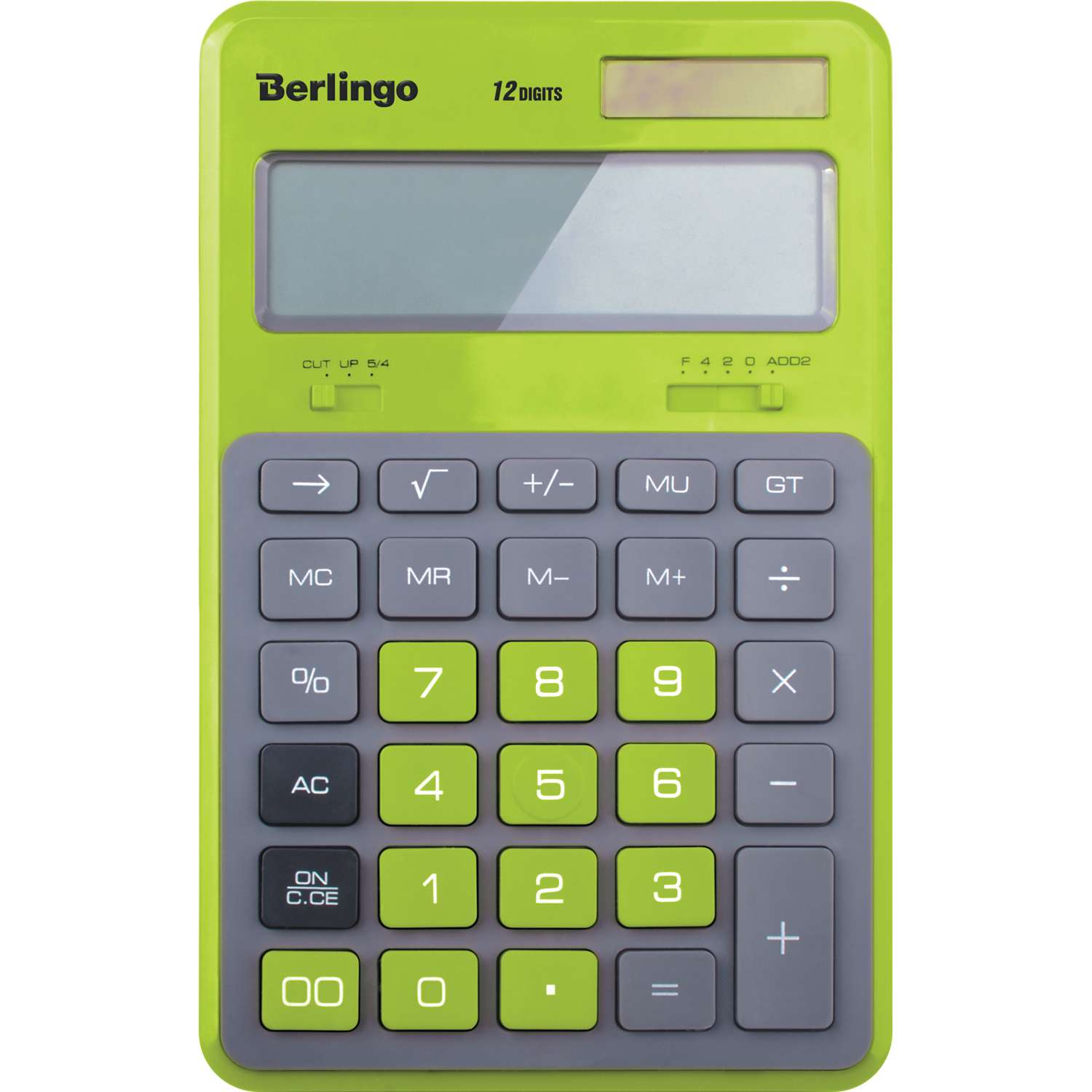 Калькулятор Berlingo настольный Hyper двойное питание 171*108*12 зеленый - фото 1