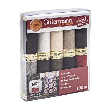 Нитки Guttermann для всех материалов полиэстер Sew-All 100/200 м 10 шт 734006 цвет 1