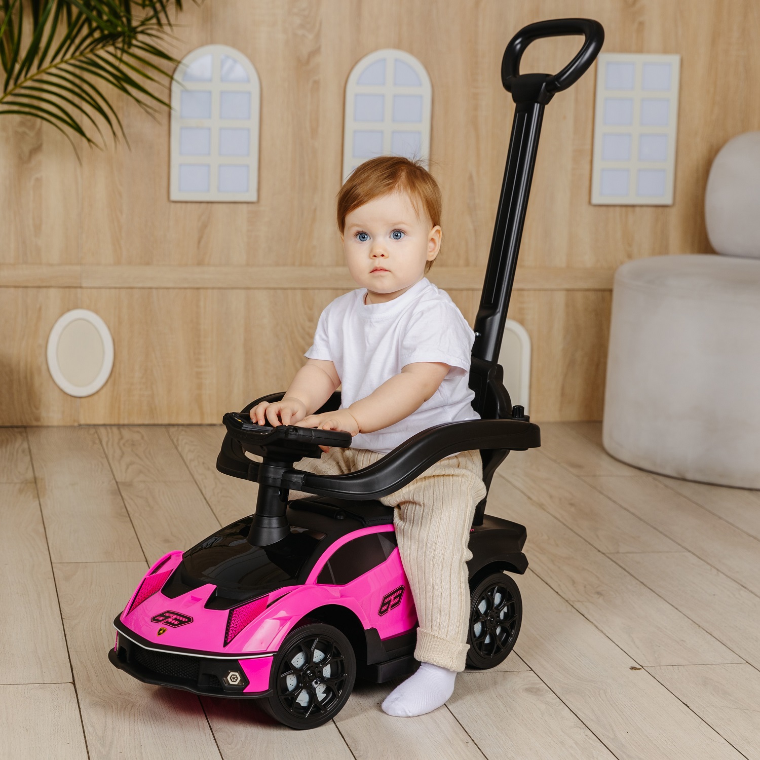 Каталка BabyCare Lamborghini с родительской ручкой оранжевый - фото 13