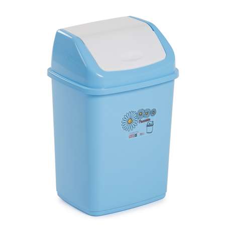 Контейнер elfplast для мусора Ромашка с перекидным верхом голубой серый 10 л