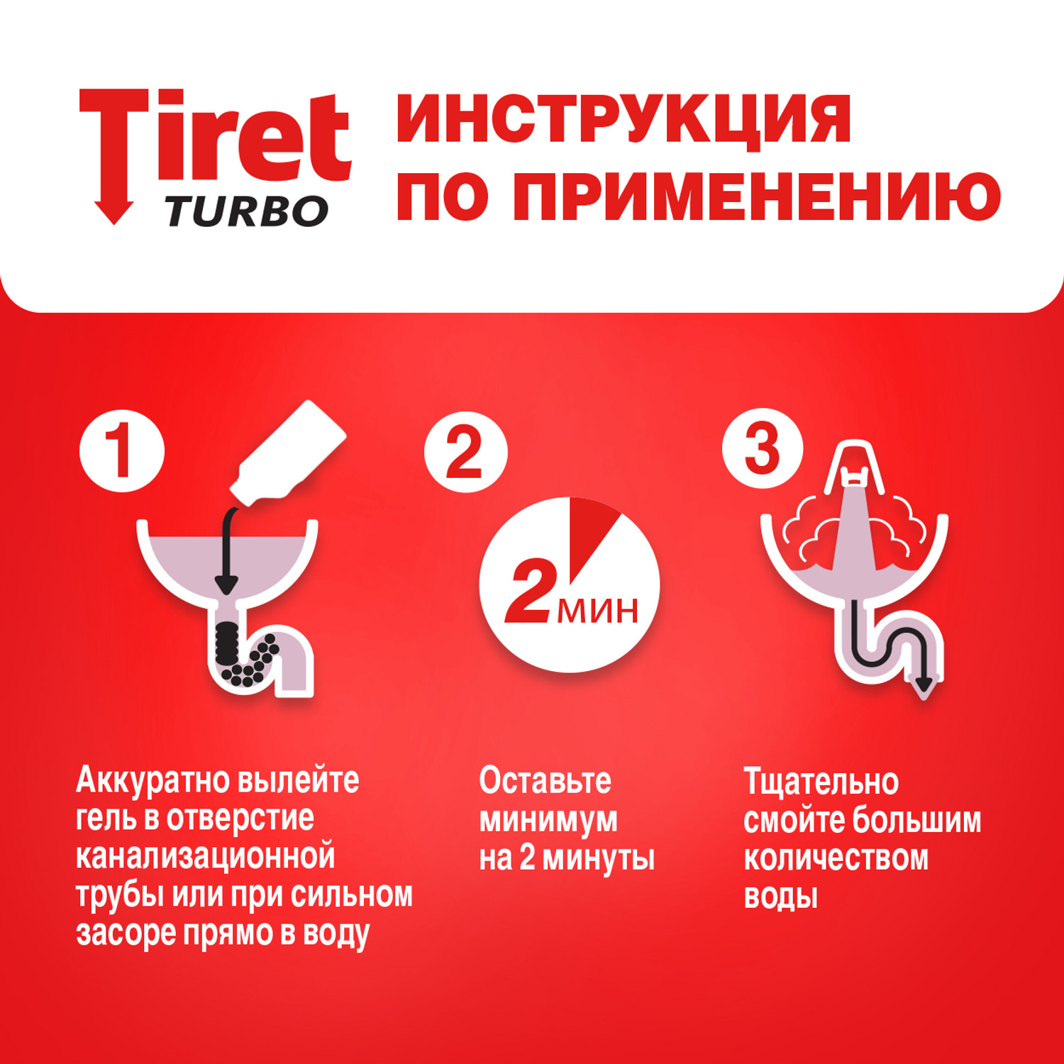 Гель Tiret TURBO 500мл от засоров в трубах - фото 6