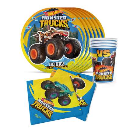 Набор одноразовой посуды PRIORITY для праздника Hot Wheels Monster Trucks