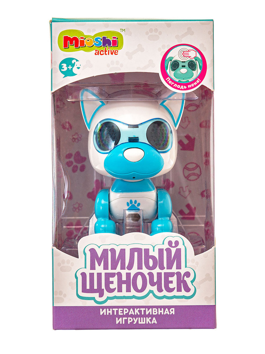 Интерактивная игрушка Mioshi Милый щеночек Голубой 10 см свет звук - фото 2