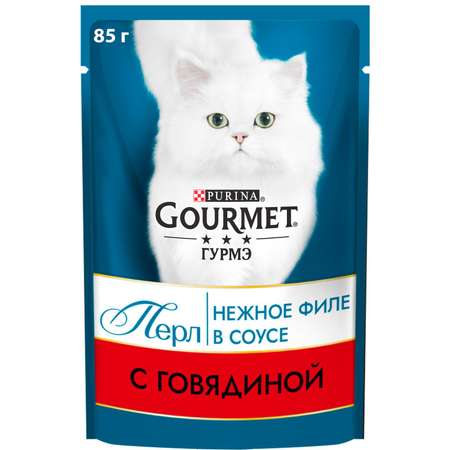 Корм влажный для кошек Гурмэ Perle 85г Мини-филе с говядиной пауч
