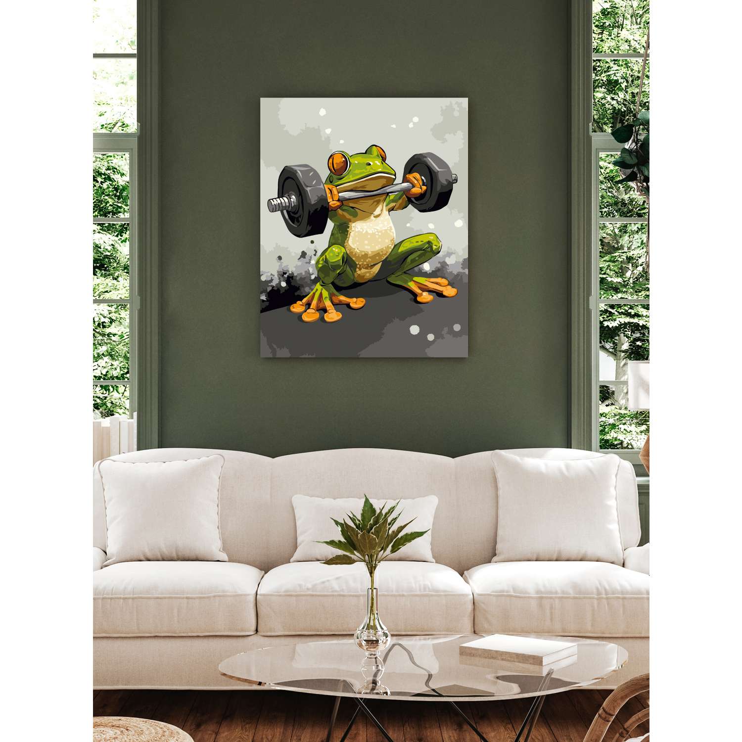 Картина по номерам Art sensation холст на деревянном подрамнике 40х50 см Лягушка на спорте - фото 3