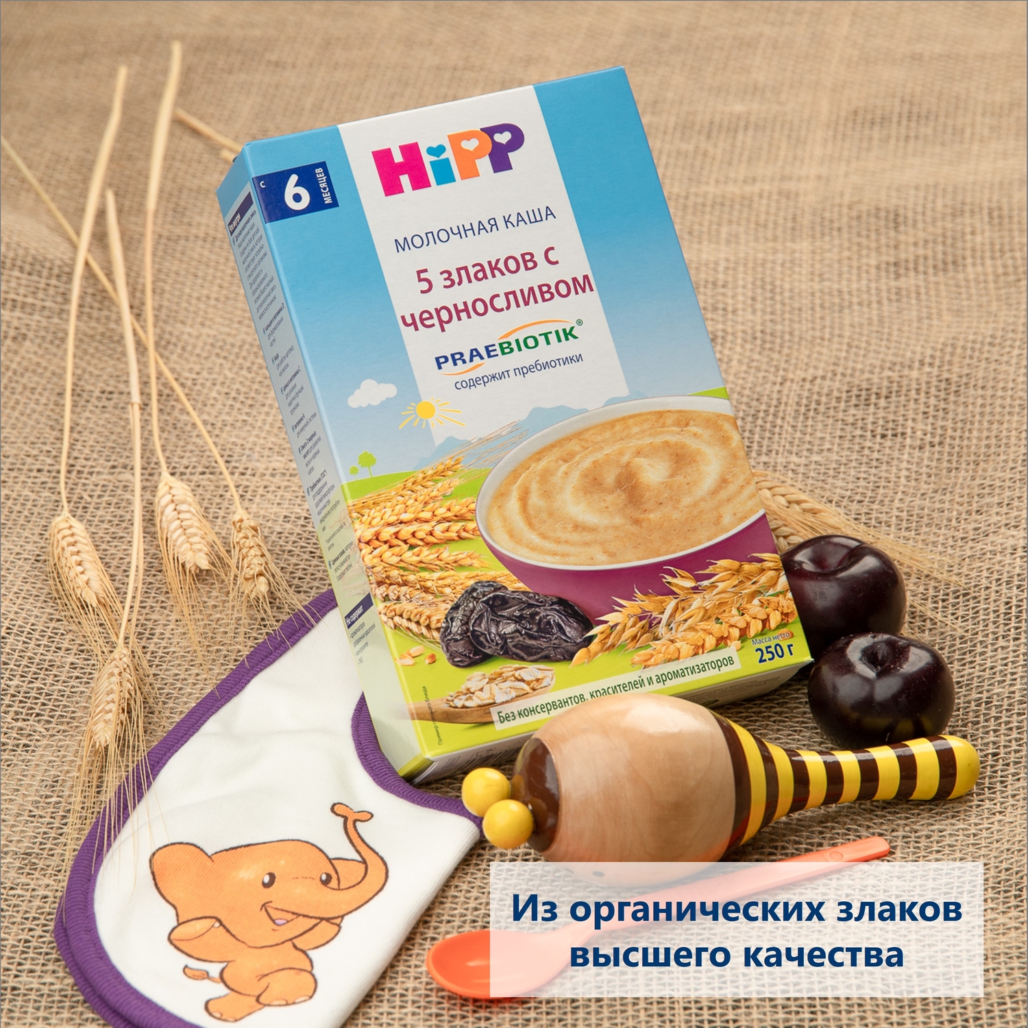 Каша молочная Hipp с пребиотиками злаки-чернослив 250г с 6месяцев купить по  цене 470 ₽ в интернет-магазине Детский мир