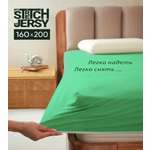 Простыня на резинке 160х200 см Mrs.Stretch Mr.Jersy натяжная трикотажная цвет зеленый