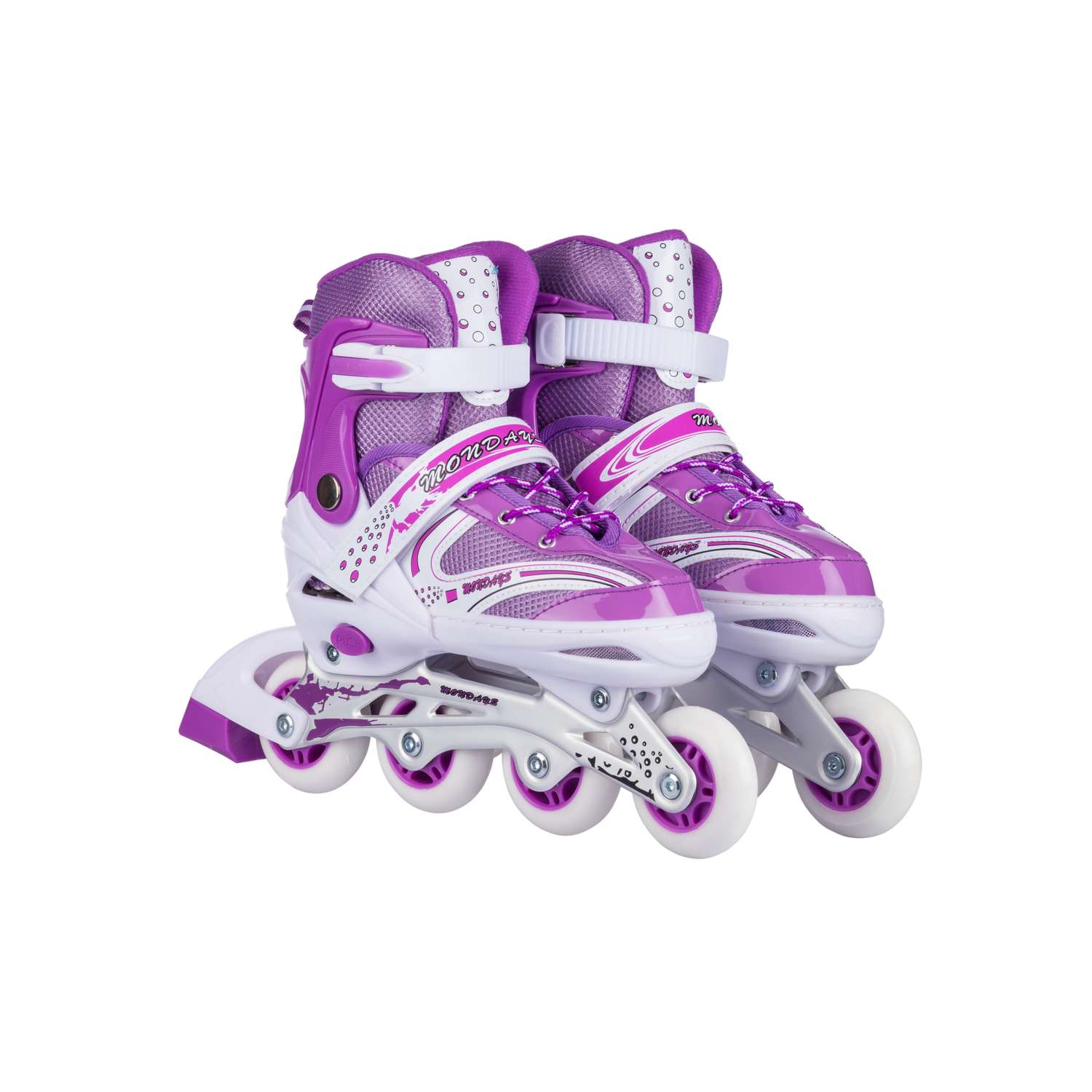 Роликовые коньки BABY STYLE раздвижные 28-33 S шлем и защита светящиеся колеса фиолетовый - фото 1