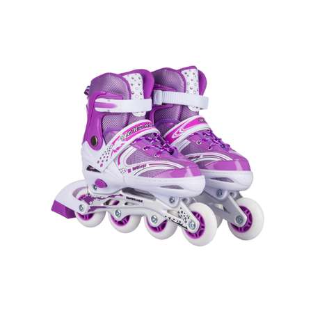 Роликовые коньки BABY STYLE раздвижные 28-33 S шлем и защита светящиеся колеса фиолетовый