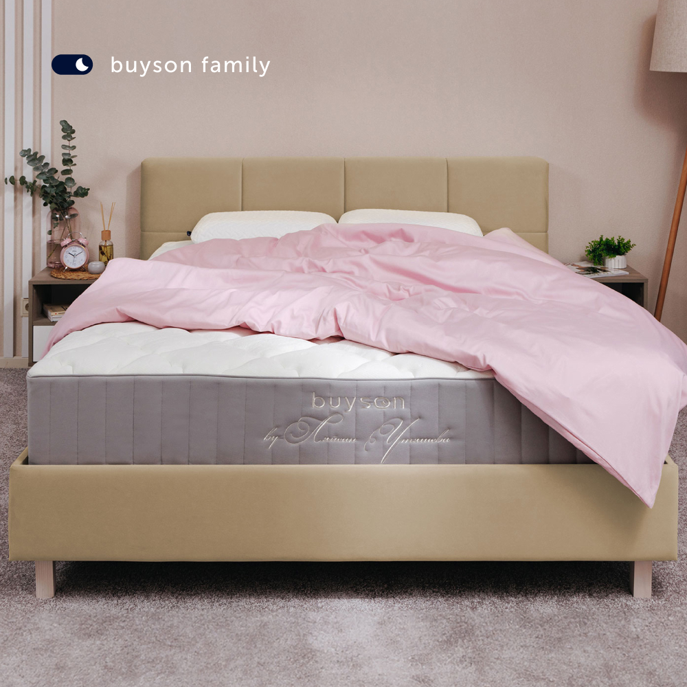 Двуспальная кровать buyson BuyGlory 200х140, бежевая, микровелюр - фото 11