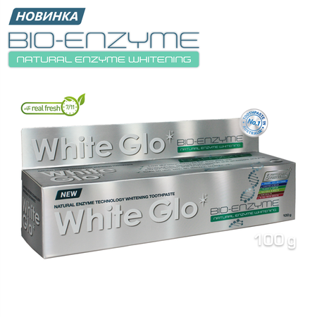 Зубная паста WHITE GLO отбеливающая биоэнзим 100 г