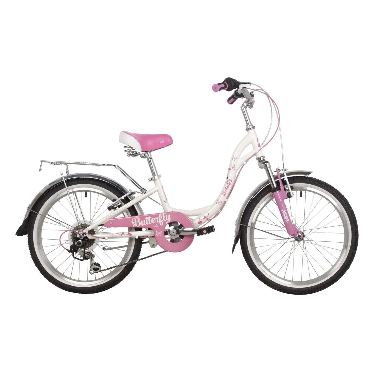 Велосипед 20 бело-розовый. NOVATRACK BUTTERFLY - фото 1