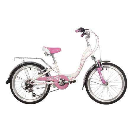Велосипед 20 бело-розовый. NOVATRACK BUTTERFLY