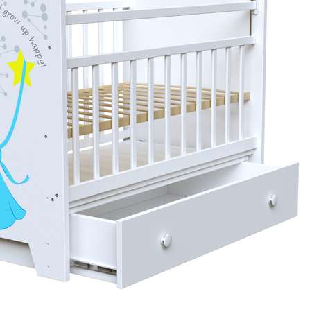 Детская кроватка ВДК прямоугольная, продольный маятник (белый)
