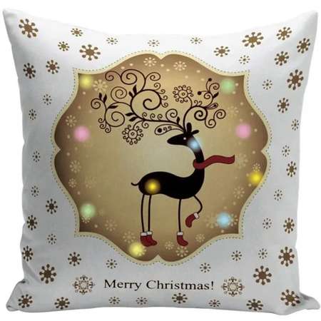 Наволочка ZDK со светодиодной подсветкой Homium Merry Christmas цвет белый рисунок олень