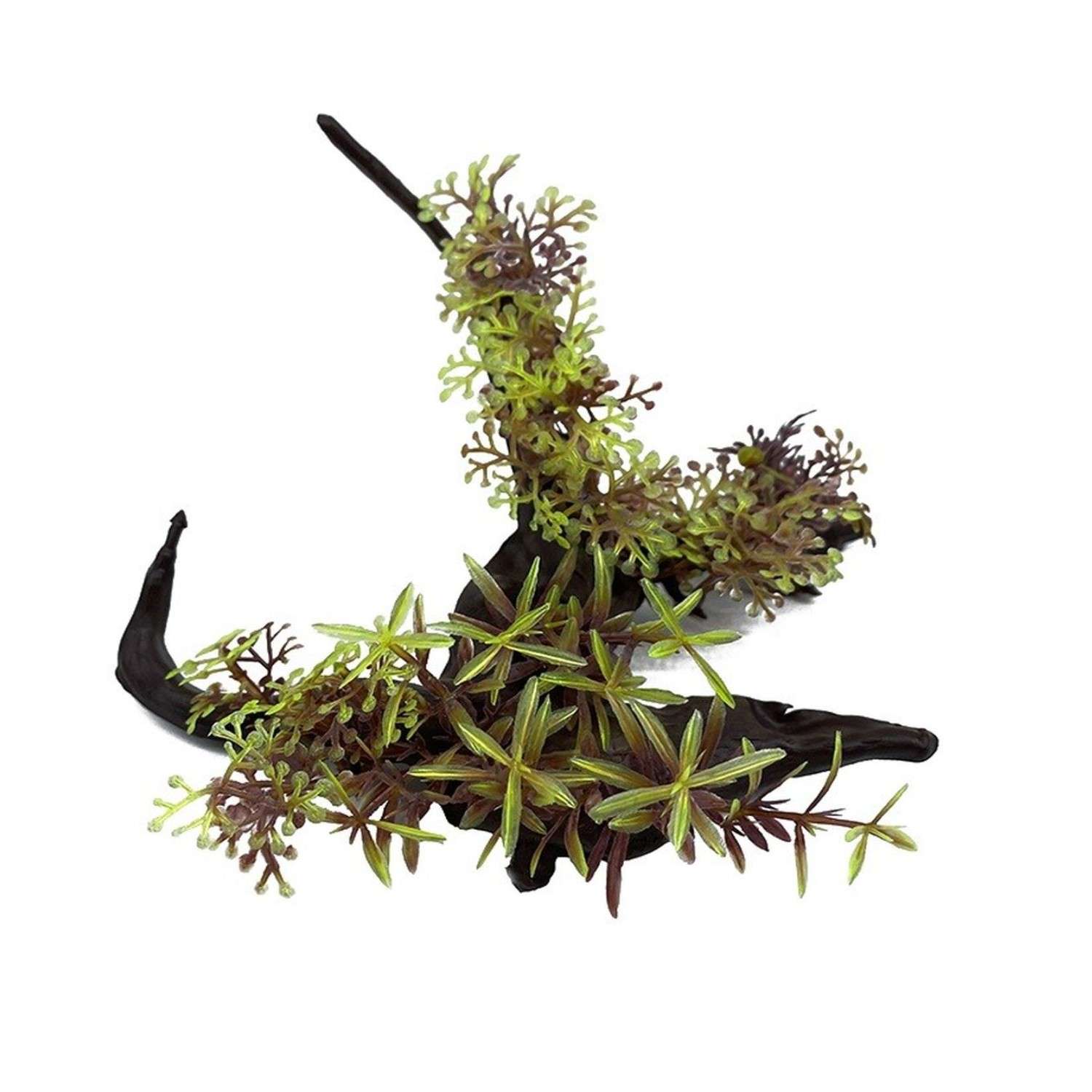 Декор для аквариума Rabizy коряга с растениями 14х14х10 см - фото 1