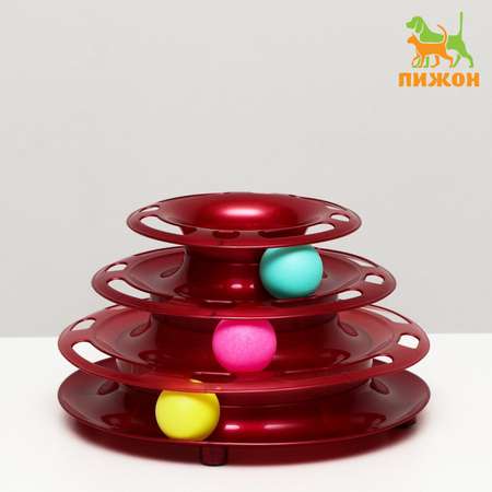 Игровой комплекс Пижон для кошек с 3 шарами бордовый перламутр