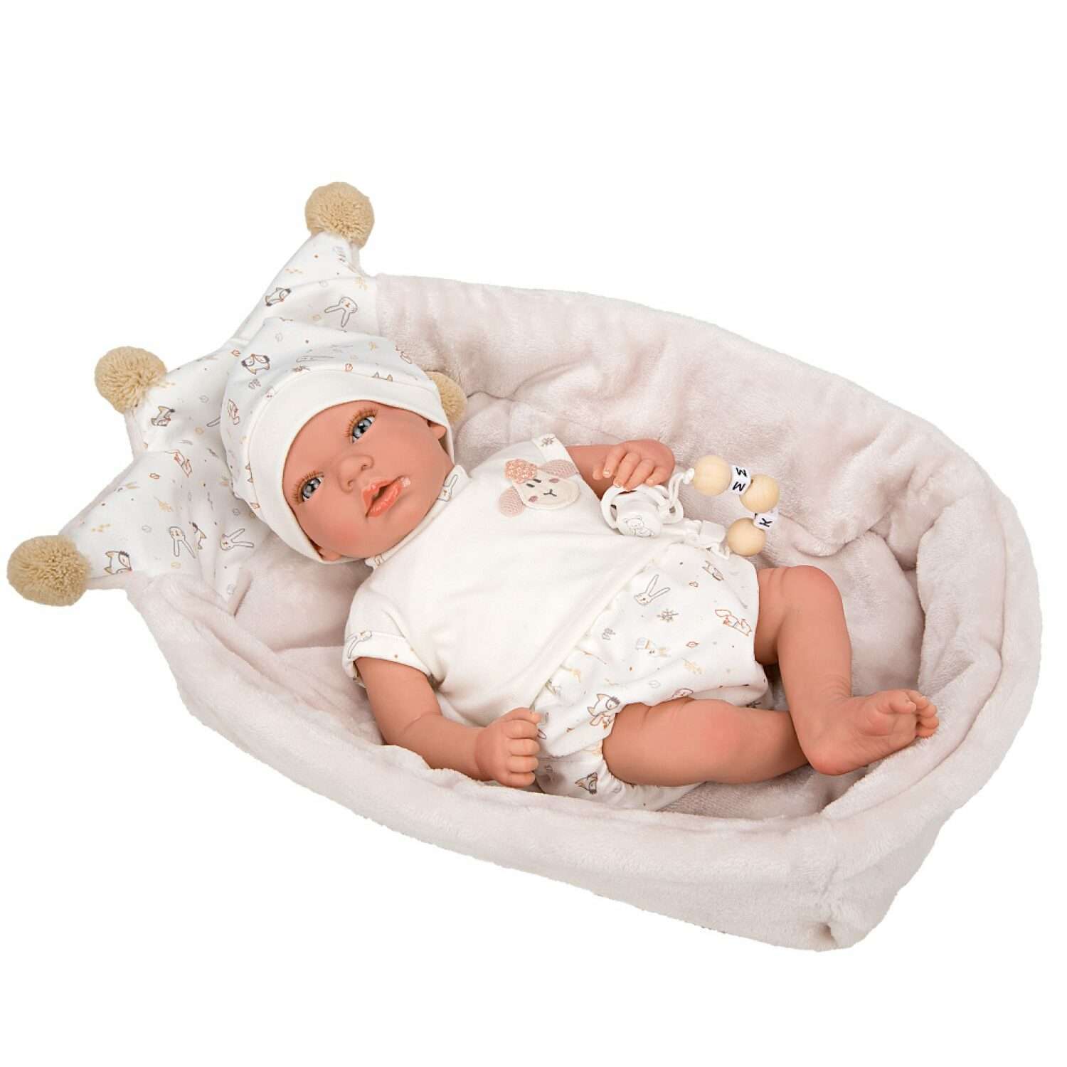 Кукла Arias Reborns Aday новорожденный пупс мягкий 40 см реалистичный с люлькой переноской Т22937 - фото 1