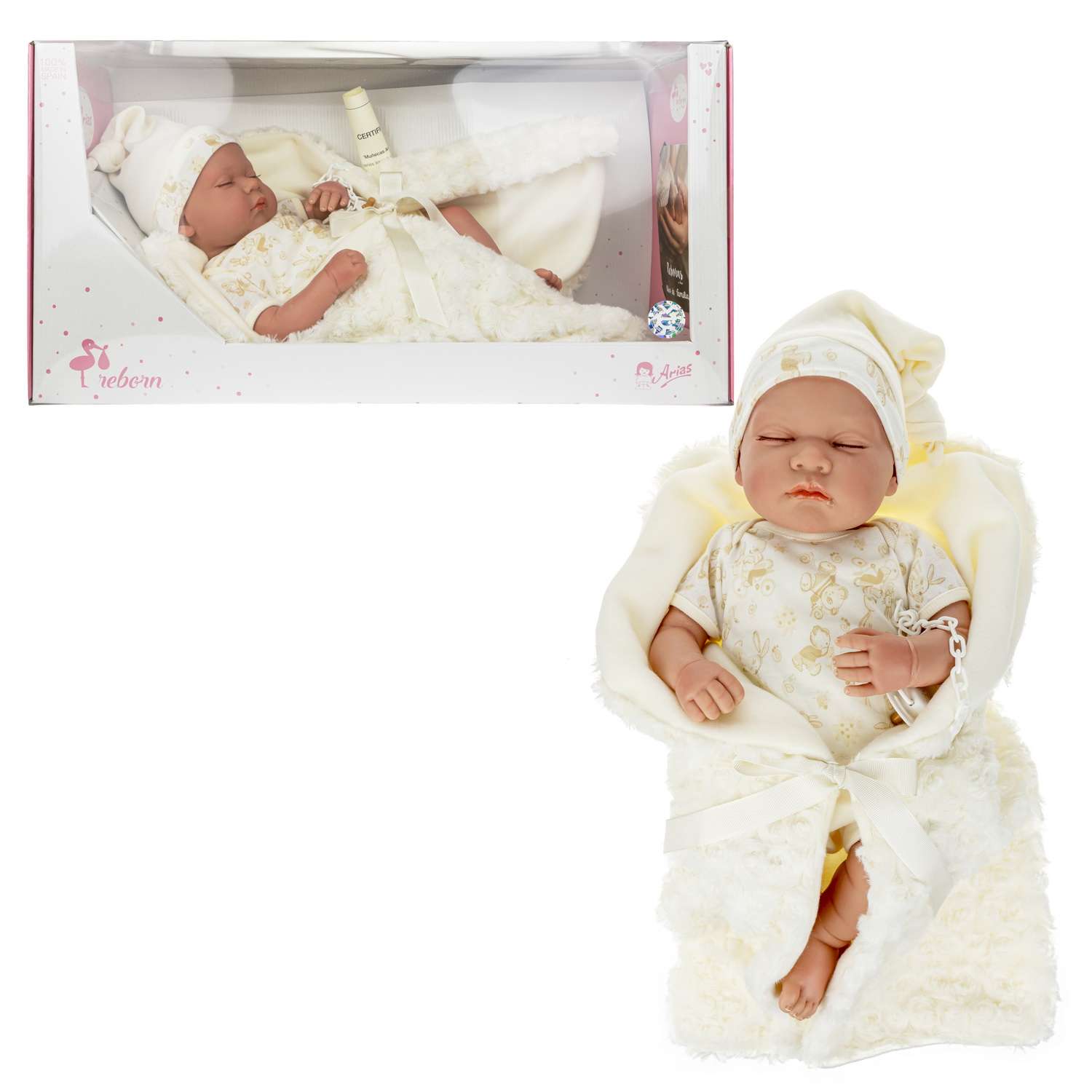 Кукла Arias ReBorns Pablo новорождённый пупс 45 см в одежде с соской одеялом подгузниками Т22108 - фото 4