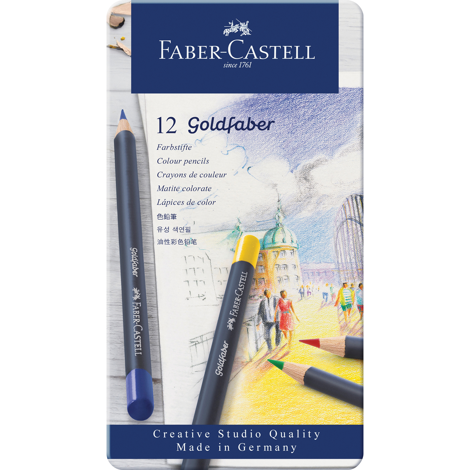 Карандаши цветные Faber Castell Goldfaber 12 цветов круглые - фото 1