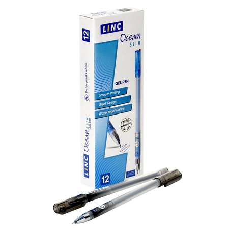 Ручки LINC Набор гелевых Ocean Slim черные чернила 12 штук