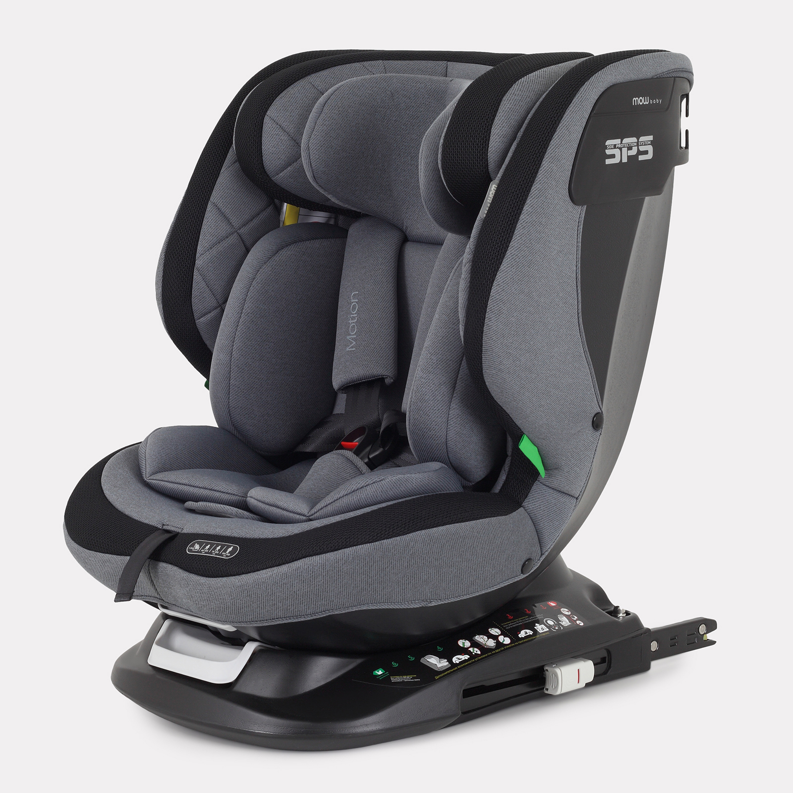 Автокресло с поворотной базой MOWbaby Motion isofix Grey 40-150см - фото 11