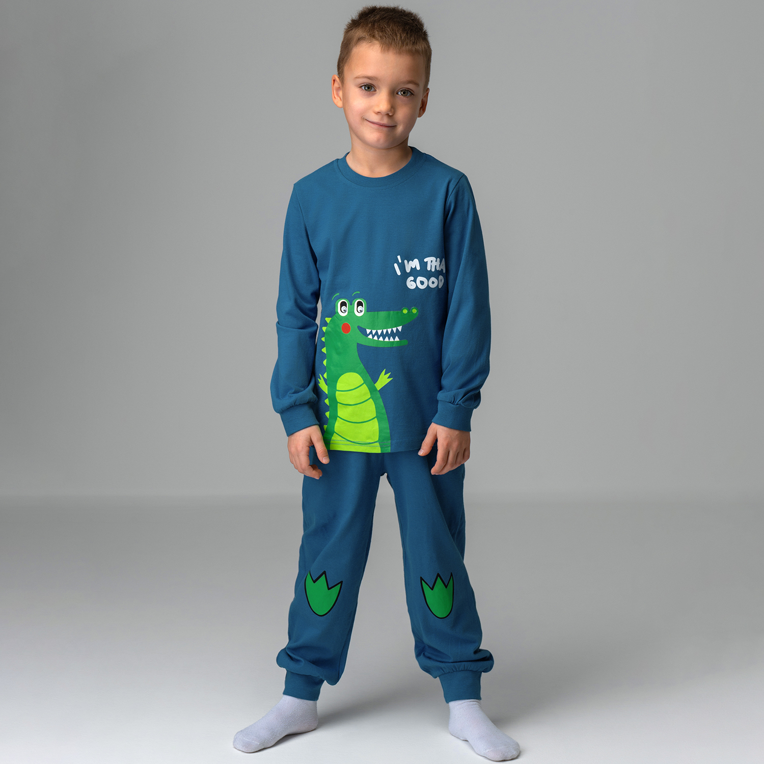 Пижама BONITO KIDS BK0977PJMджинсовый.кроко - фото 2