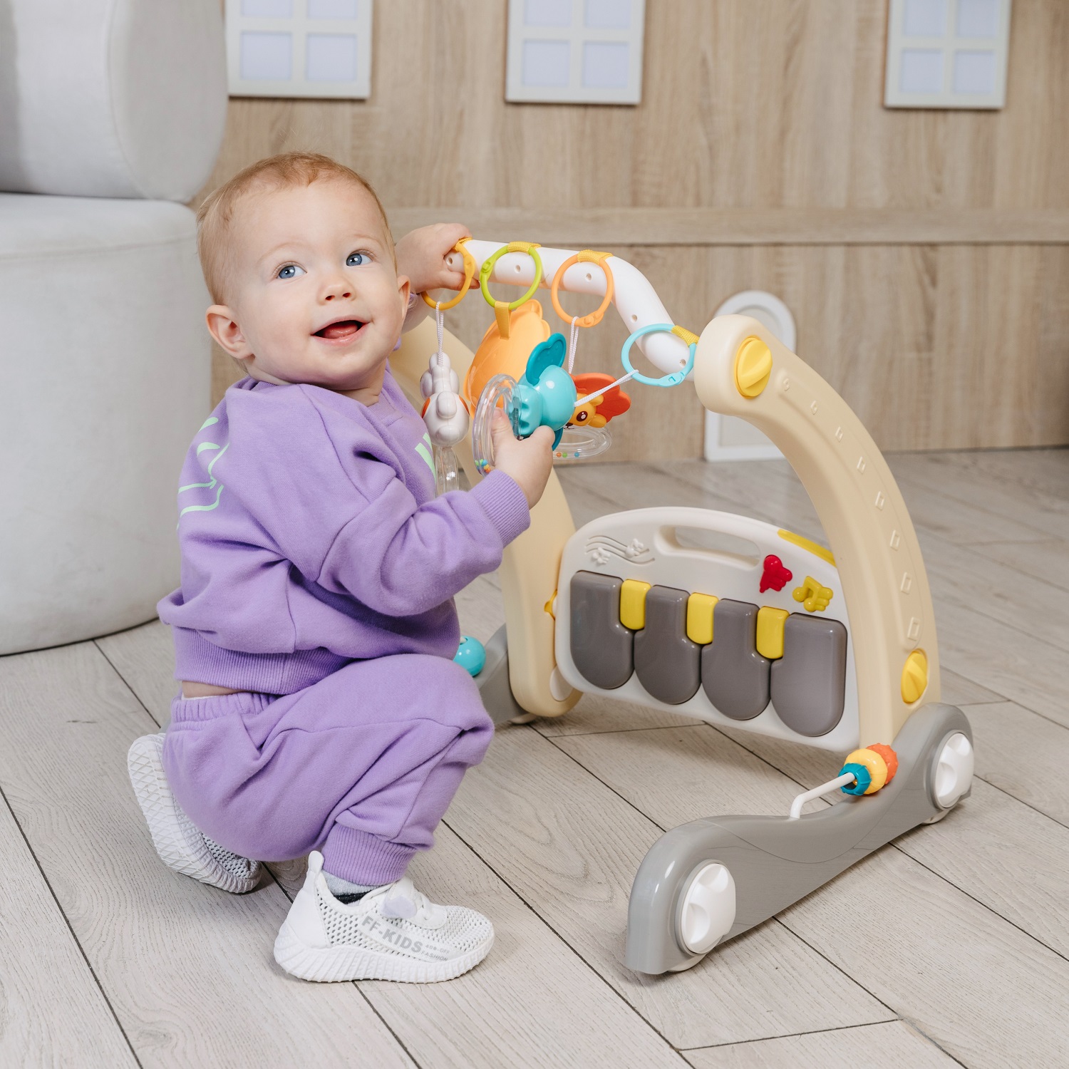 Ходунки BabyCare 2в1 с игровым ковриком Flash розовые - фото 12