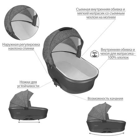 Коляска 2в1 Bebetto Bresso 22 шасси Графит