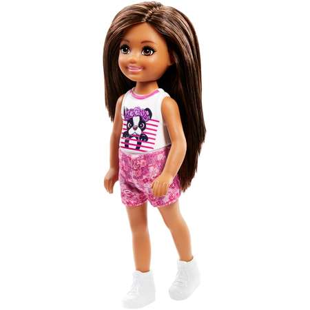 Кукла Barbie Челси Шатенка в топе с щенком FRL81