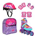Набор роликовые коньки Sport Collection раздвижные Set Happy Violet шлем и набор защиты в сумке размер XS 25-28