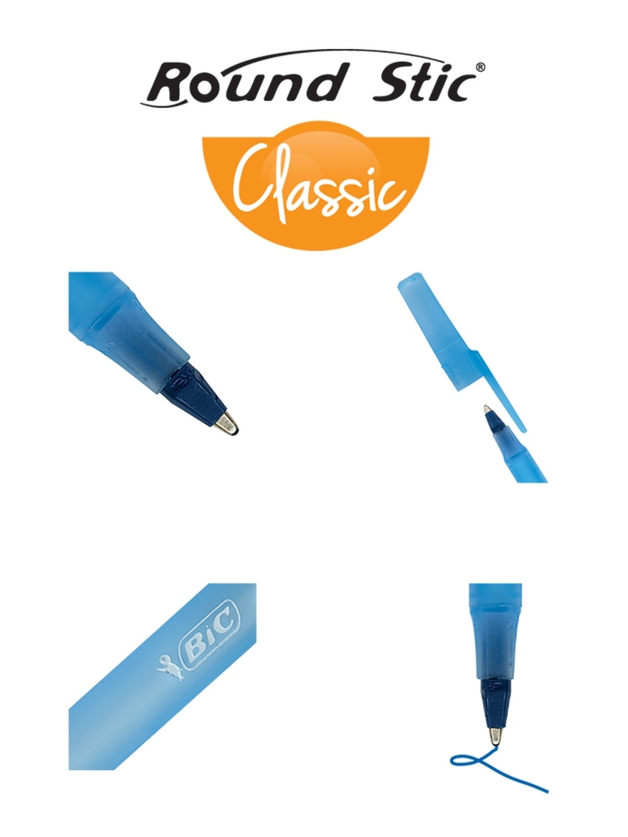 Ручка шариковая BIC Round Stic Classic синий 3 шт - фото 10