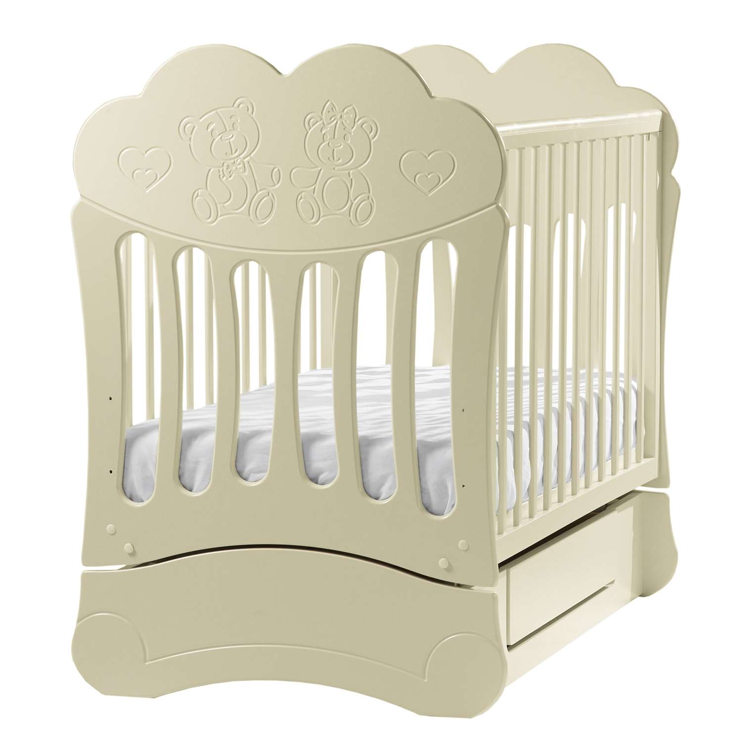 Детская кроватка ЛЕЛЬ Baby Sleep-4 прямоугольная, продольный маятник (ваниль) - фото 1