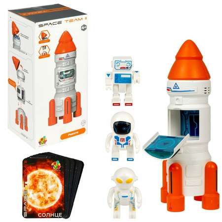 Игровой набор 1TOY Space team Ракета и 3 космонавта с звуковыми эффектами