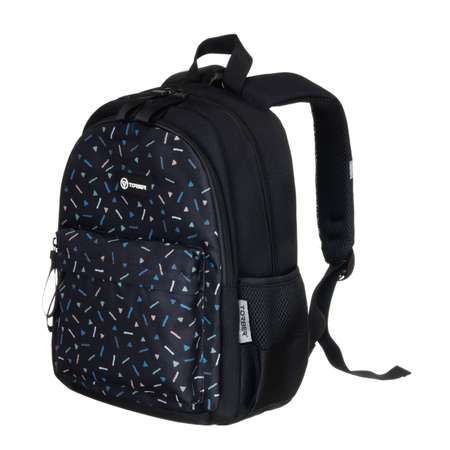 Рюкзак TORBER CLASS X Mini чёрный серый с орнаментом и Мешок для сменной обуви
