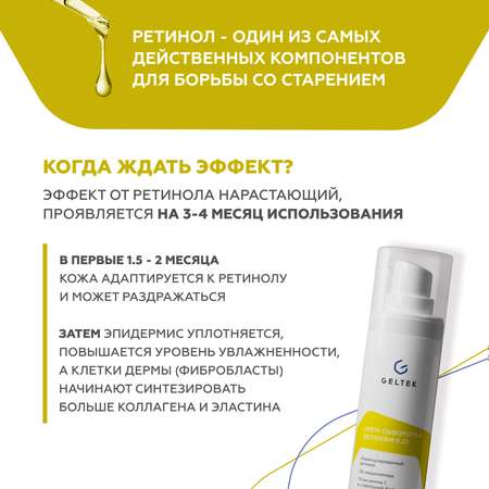 Крем сыворотка для лица GELTEK Retiderm 0.25 с ретинолом и витамином С от морщин и пигментных пятен 30 мл