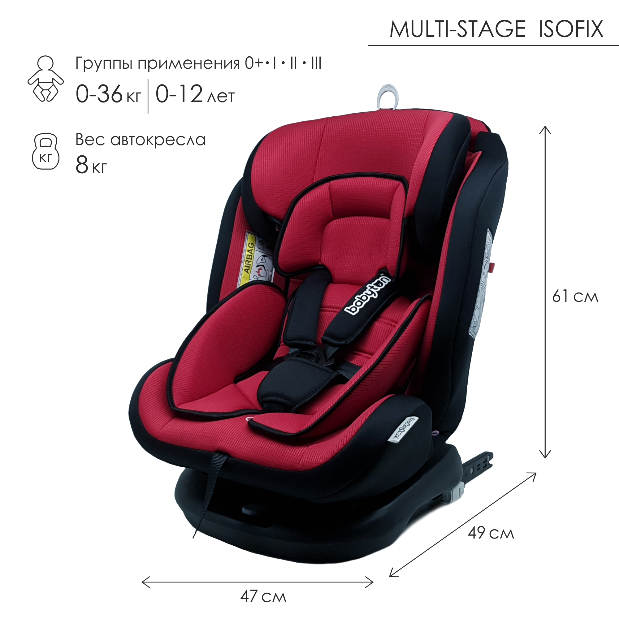 Автокресло Babyton Multi-Stage Isofix Ruby купить по цене 8759 ₽ в  интернет-магазине Детский мир