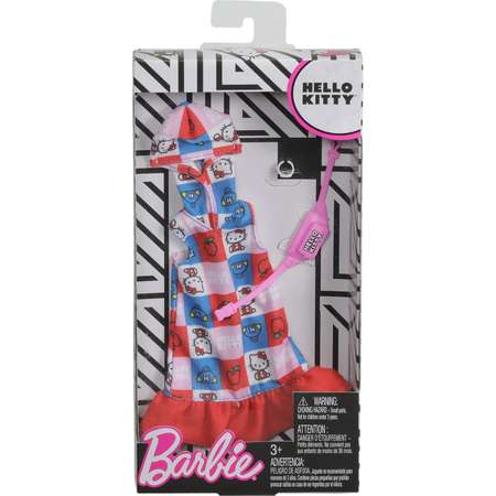 Одежда Barbie Универсальный полный наряд коллаборации Хэллоу Китти Клетчатое платье с капюшоном FXK79