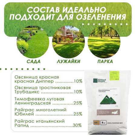 Семена трав GREEN MEADOW для газонов Кавказского региона и Юга России 2х8кг