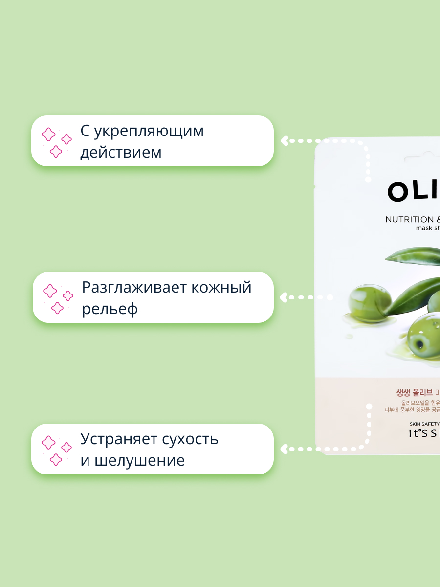 Маска тканевая Its Skin с маслом оливы питательная и укрепляющая 22 г - фото 3