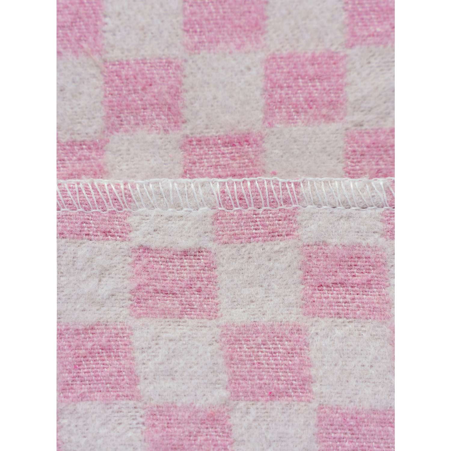 Одеяло байковое детское Суконная фабрика г. Шуя 100х140 рисунок клетка розовый - фото 2