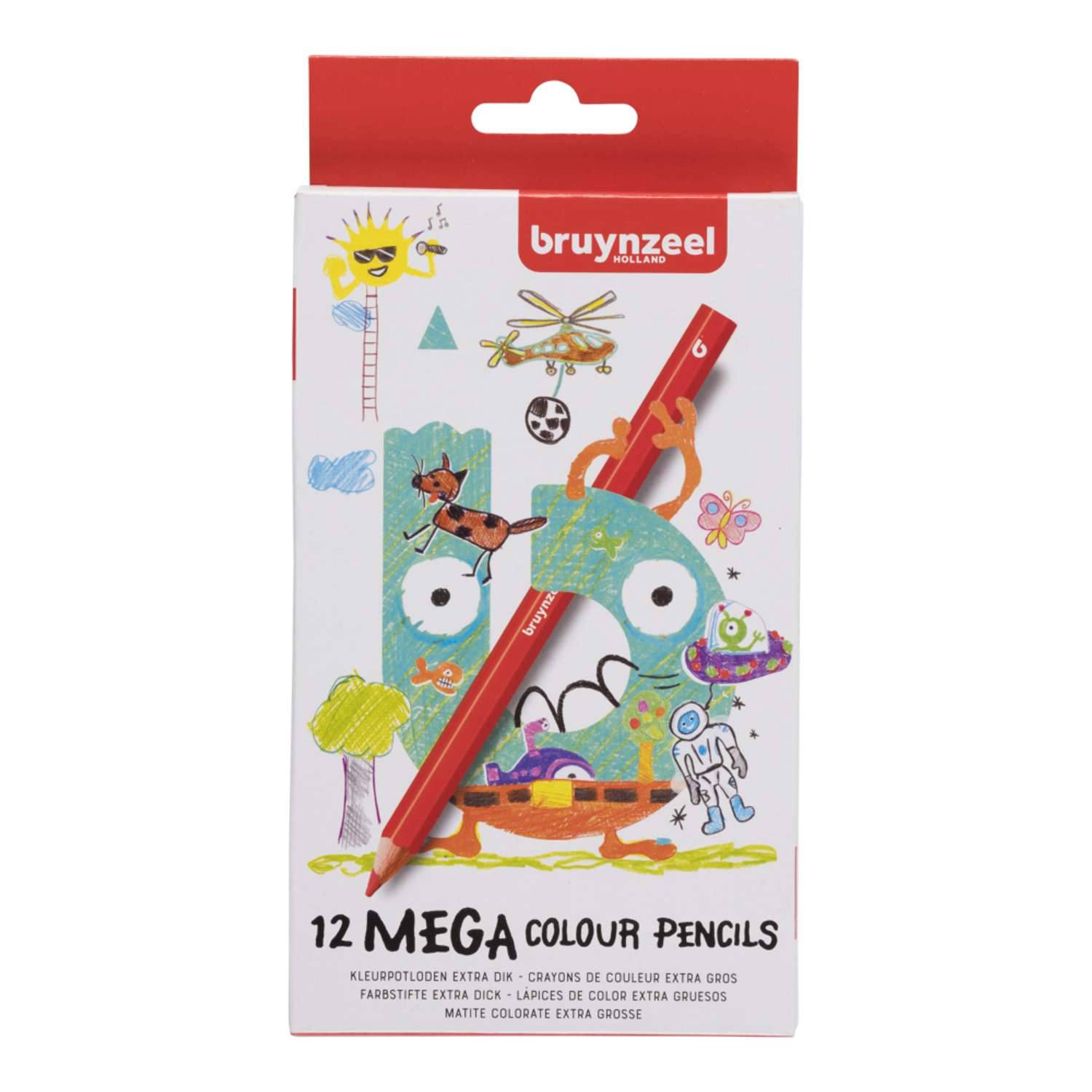 Набор цветных карандашей BRUYNZEEL Kids Mega 12 цветов в картонной упаковке - фото 1