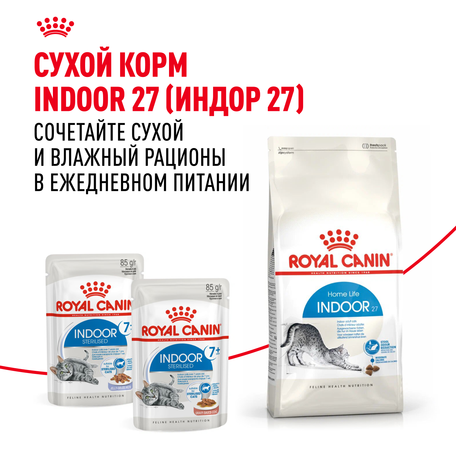 Корм для кошек ROYAL CANIN Indoor 85г для пожилых стерилизованных кошек 7+ желе пауч - фото 8