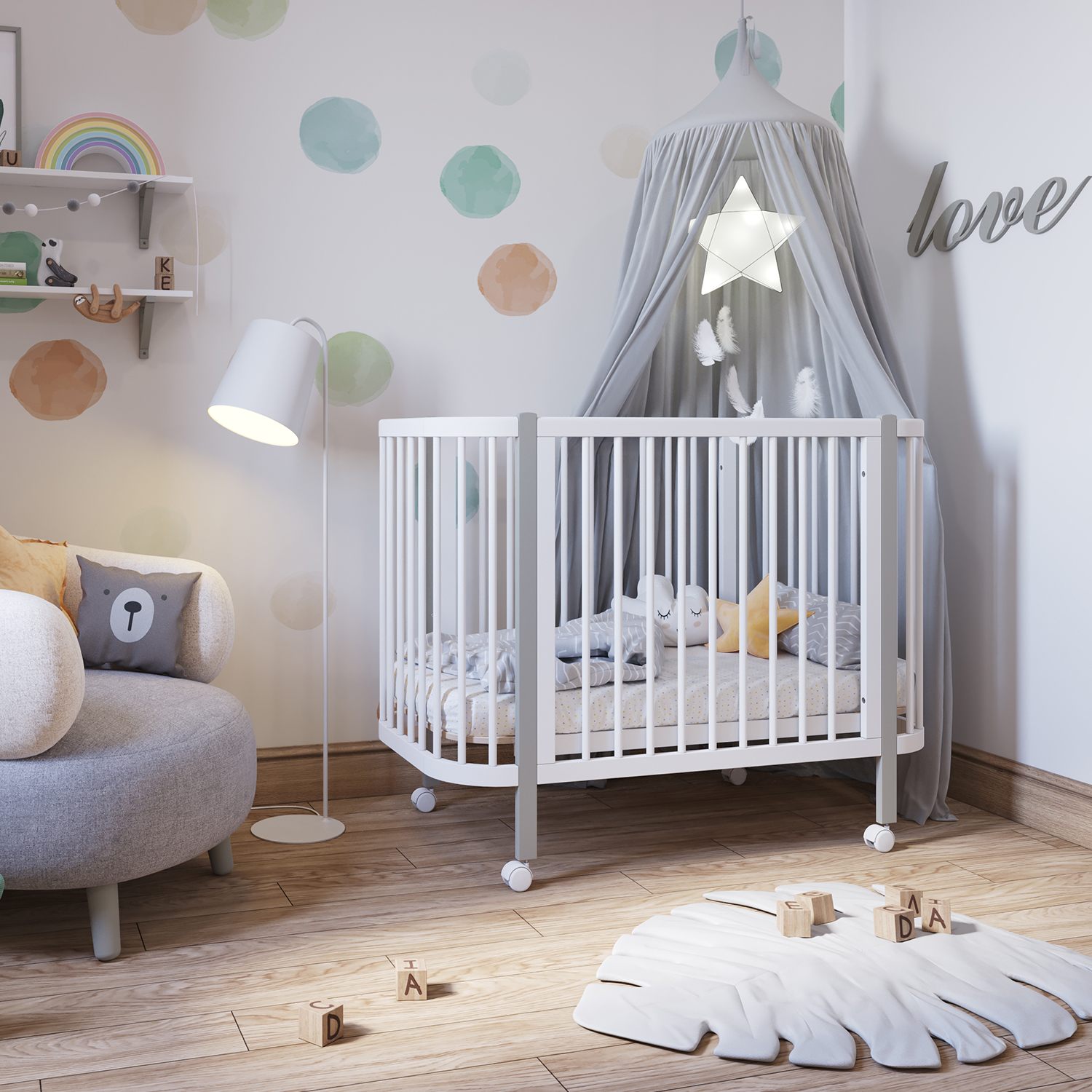 Кровать детская Polini kids Simple 350 Белый-Серый - фото 40