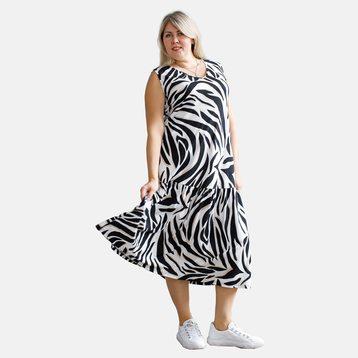 Платье Агапэ 5106_чёрный зебра - фото 1