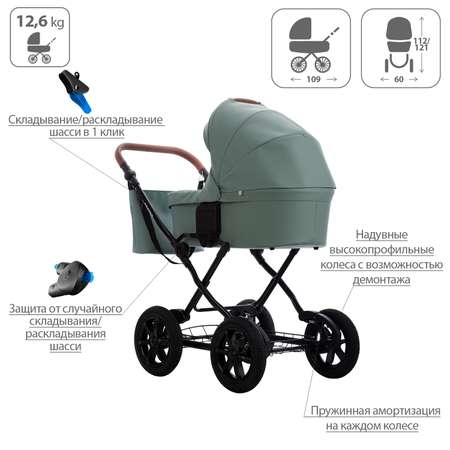 Коляска 2в1 Bebetto Aquarius PRO экокожа шасси Черное 07