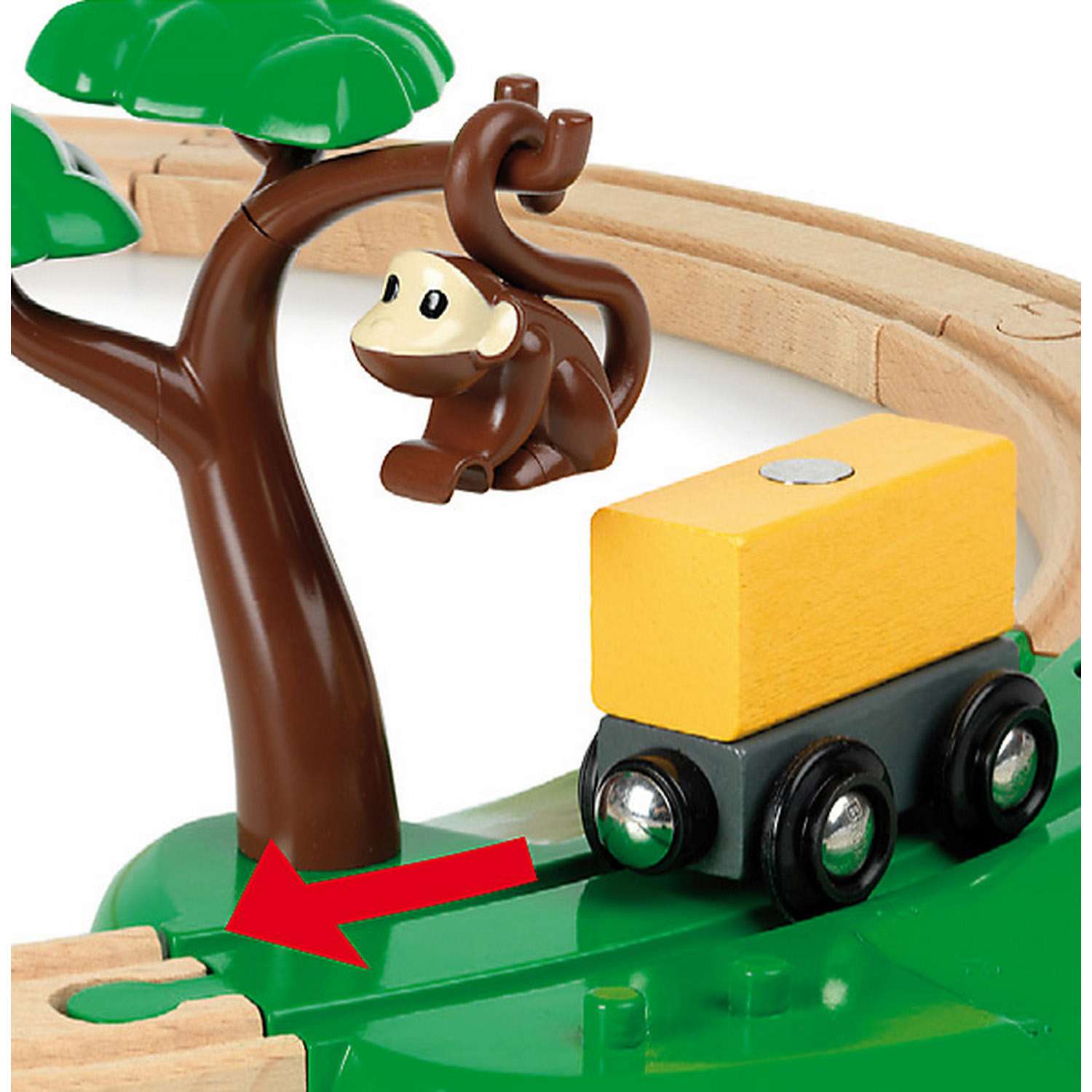 Железная дорога деревянная BRIO поезд Сафари с мартышкой - фото 5