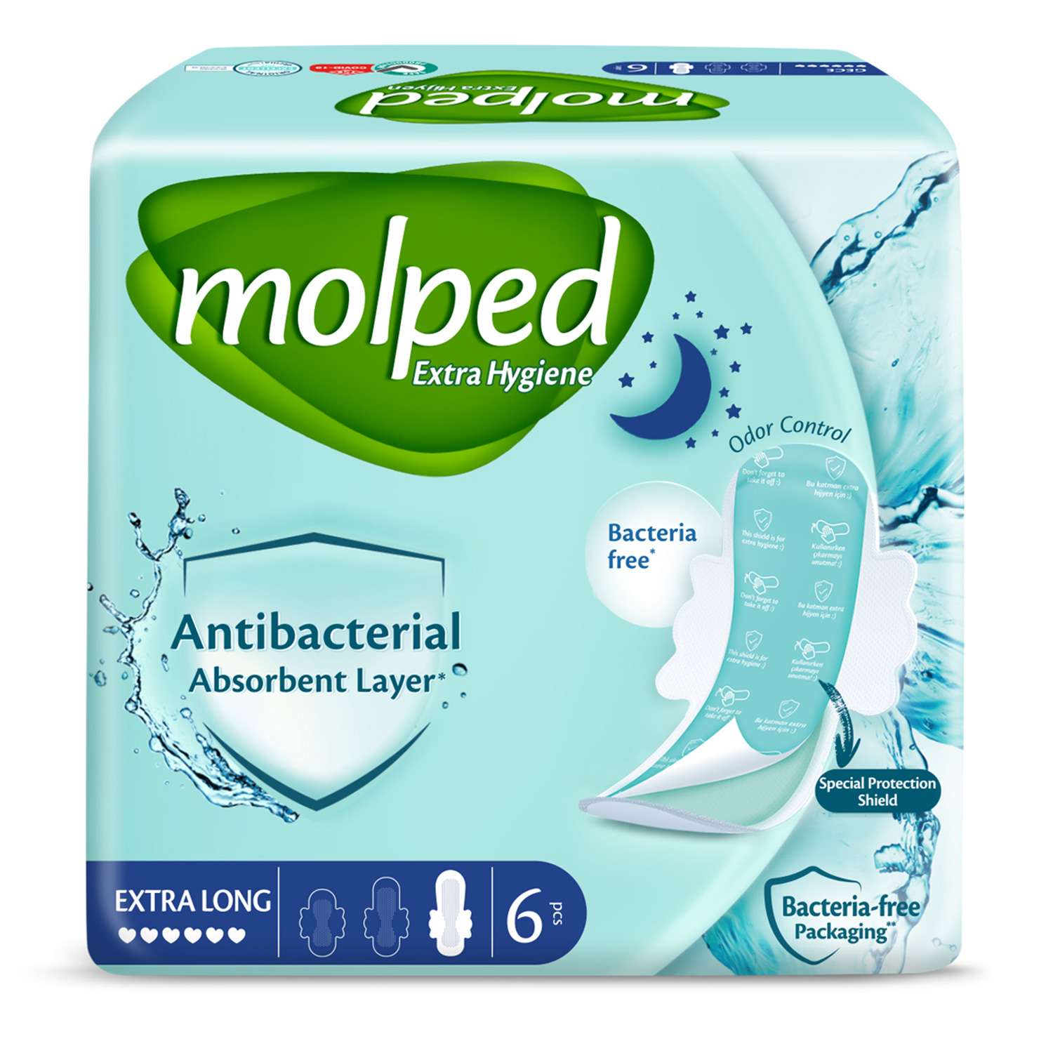 Антибактериальные прокладки Molped Antibac Extra Long 6 шт - фото 1